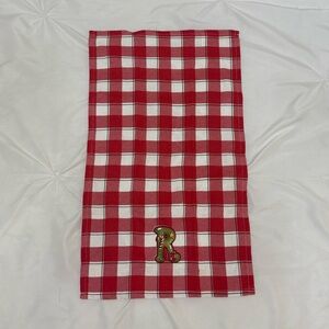 Holiday Time Red and White Checkered Kitchen Towel with R Initial